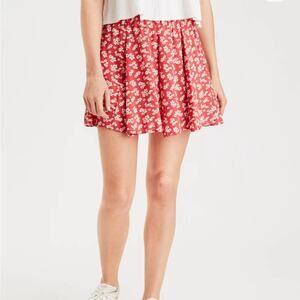 American Eagle | Floral Flutter Mini Skirt Pull-on Flowy Coral Pink Medium